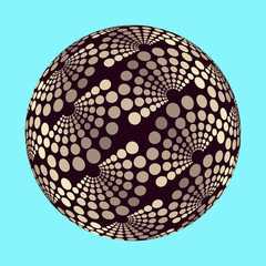 abstract sphere with dots fans pattern in silver black