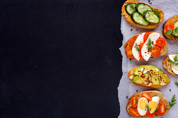 Set of sandwiches served on rise paper