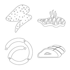 Vector design of meat and ham symbol. Collection of meat and cooking stock vector illustration.