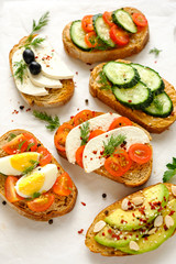 Fresh toast sandwiches from above