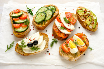 Fresh toast sandwiches from above