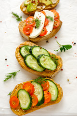 Fresh toast sandwiches from above