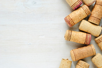 Set of wine corks with copy space