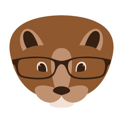 cartoon mink face vector illustration, flat style, front
