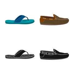 Vector illustration of shoe and footwear symbol. Collection of shoe and foot vector icon for stock.