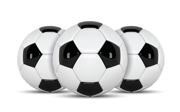 Realistic soccer ball or football ball on white background. 3d Style  Ball isolated on white background.