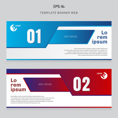Banner web template layout abstract geometric red and blue color corporate business concept cover header background