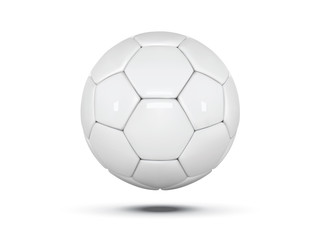 White leather ball. Soccer ball on white background. Football 3d ball
