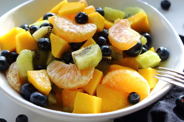 Bowl of delicious fruit salad.