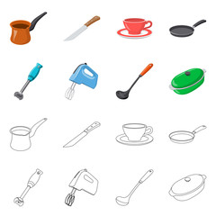 Fototapeta na wymiar Isolated object of kitchen and cook symbol. Set of kitchen and appliance vector icon for stock.