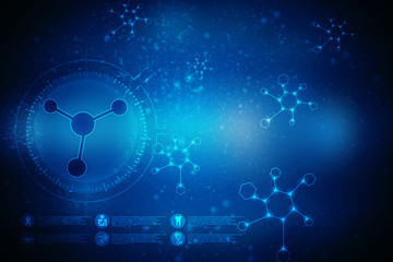 2d illustration of molecule model. Science background with molecule
