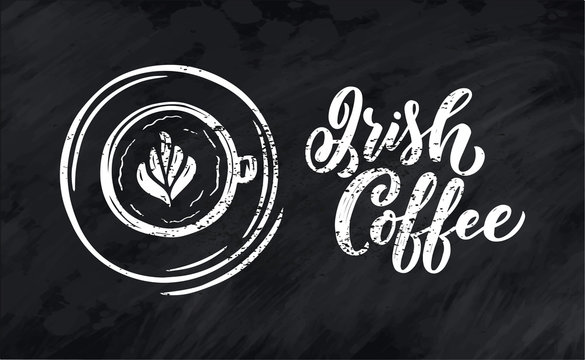 Hand lettering ellement in sketch style for coffee shop or cafe. Hand drawn vintage cartoon design, isolated on background
