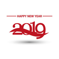 2019 new year bright red numbers on white background happy new year