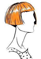 fashion illustration of a girl with red hair in profile