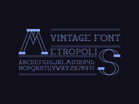 Metropolis font. Vector alphabet 