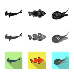 Vector illustration of sea and animal logo. Collection of sea and marine stock symbol for web.