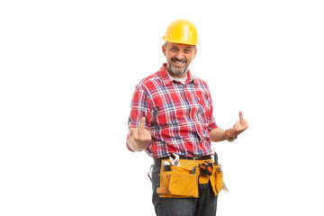 Constructor holding two middle fingers up.