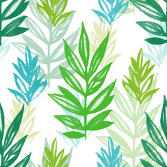 Floral seamless pattern colorful with spring leaves watercolor. Hand drawn illustration for textile, wallpaper, paper and decoration. 