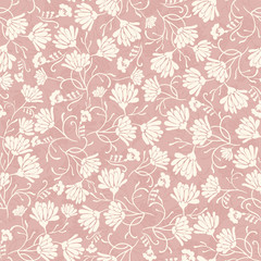 Seamless background with floral patterns. Summer ornament. Vintage Pattern. Elements of flowers and leaves. Vector illustration. Used for wallpaper, printing on the packaging paper, textiles.
