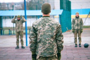 Military receiving course training in boot camp