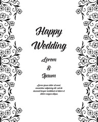 Wedding invitation with flower hand draw vector stock