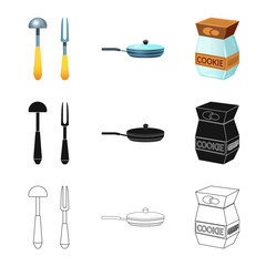 Vector design of kitchen and cook icon. Set of kitchen and appliance stock vector illustration.