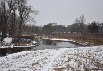 Long river in winter.