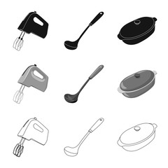 Vector illustration of kitchen and cook icon. Collection of kitchen and appliance stock symbol for web.