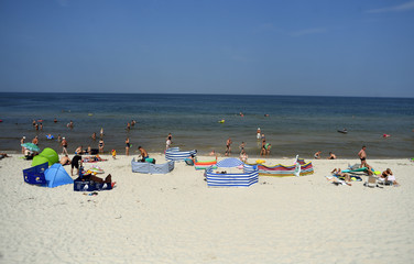 12 JULY 2018 - OSTROW, POLAND: Polish Baltic sea during summer