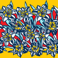 Pattern with narcissus , colorful