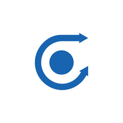 letter c arrows dot circle logo 