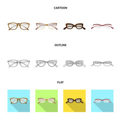 Vector design of glasses and frame icon. Set of glasses and accessory stock vector illustration.