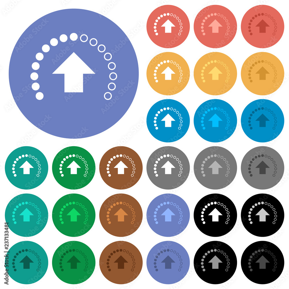 Poster upload in progress round flat multi colored icons