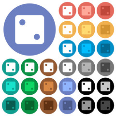 Dice two round flat multi colored icons