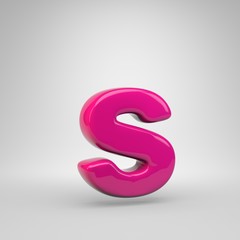Plastic Pink color letter S lowercase isolated on white background