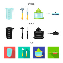 Isolated object of kitchen and cook logo. Collection of kitchen and appliance stock vector illustration.