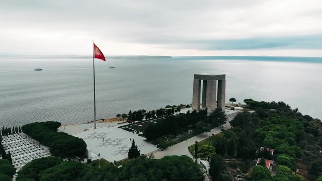 The &Ccedil;anakkale Martyrs' Memorial is a war memorial commemorating the service of about 253,000 Turkish soldiers who participated at the Battle of Gallipoli.