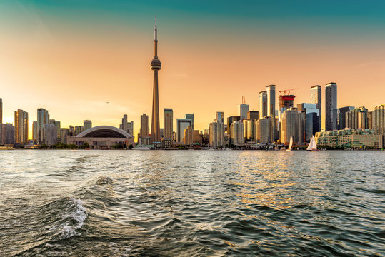 Spectacular Toronto skyline at sunset,  Toronto, Ontario, Canada.