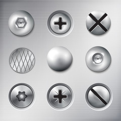 Fototapeta premium Realistic Attached Fasteners Set