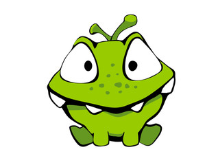 Cute cartoon monster green for kid. Isolated on white background, sticker.