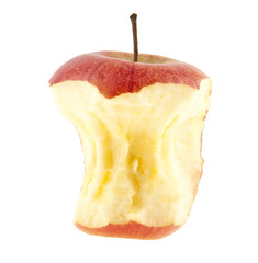 gnawed apple isolated on white background