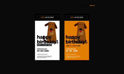 Happy Birthday Here's A Gift Card With Cute Dog Vector Illustration Code and Expiry Date