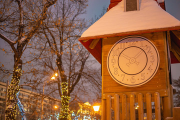 clock on background of blue sky