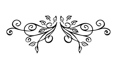 The floral pattern. Ornamental floral and geometric angles in different vintage style. Element for design corner. Vector set of design black and white illustration