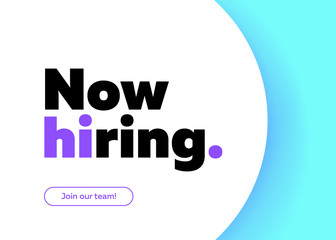 Now Hiring Vector Background. Trendy Bold Black Typography. Job Vacancy Card Design. Join Our Team Minimalist Poster Template, Looking for Talents Advertising, Open Recruitment Creative Ad.