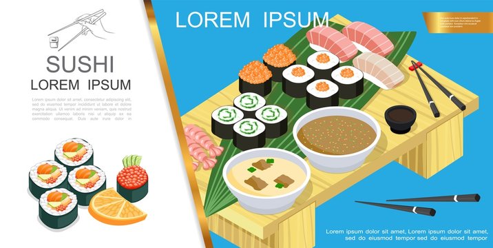 Isometric Asian Food Composition
