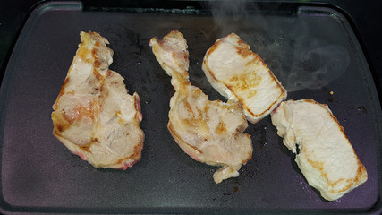 meat pork ribs cooked on the grilled grill