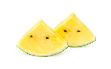 Yellow watermelon isolated on white background.