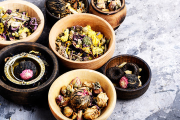 Various kind of leaf tea