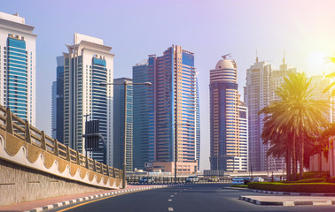 Obraz premium Widok ogólny Dubai Marina. Linia panoramy miasta.